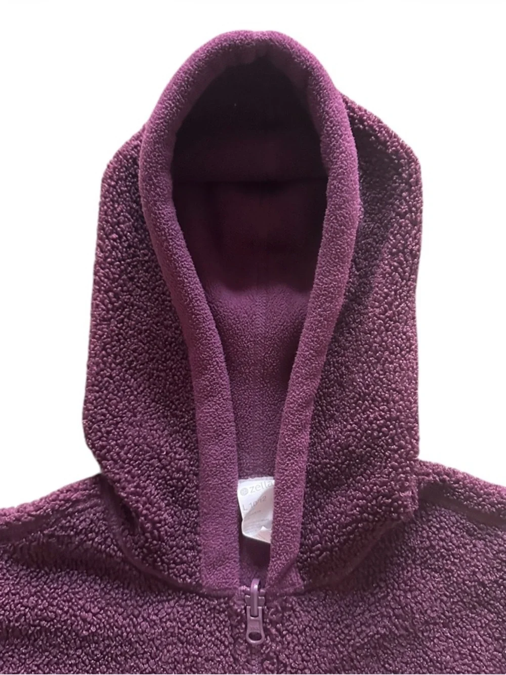 Zella Girl Kids Plush Hooded Zip Reversible Jacket - Plum - Picture 3 of 8